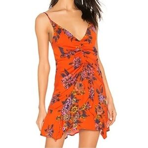 Free People Orange Floral Mini Dress
